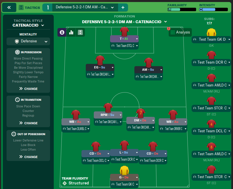 Defensive 5-2-2-1 DM AM - Catenaccio